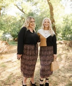 No Ship Drop Ship We See The Magic Pleated Animal Print Midi Skirt