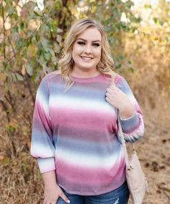 No Ship Drop Ship Caught Up In You Striped Ombre' Top