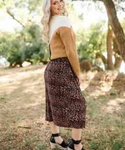 No Ship Drop Ship We See The Magic Pleated Animal Print Midi Skirt