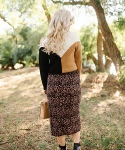 No Ship Drop Ship We See The Magic Pleated Animal Print Midi Skirt