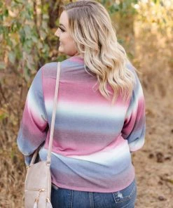 No Ship Drop Ship Caught Up In You Striped Ombre' Top