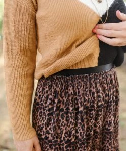 No Ship Drop Ship We See The Magic Pleated Animal Print Midi Skirt