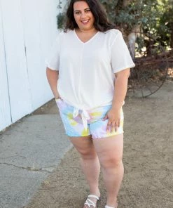 Boutique Simplified Spirited Front Tie Top In White