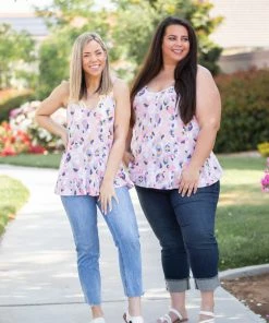Boutique Simplified Spots Of Neon Ruffled Tank