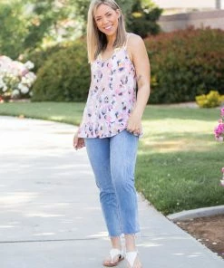 Boutique Simplified Spots Of Neon Ruffled Tank