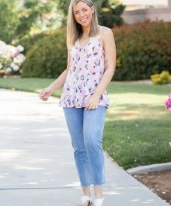 Boutique Simplified Spots Of Neon Ruffled Tank