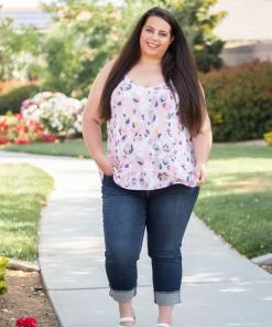 Boutique Simplified Spots Of Neon Ruffled Tank