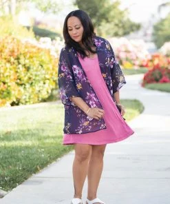 Boutique Simplified Midnight Floral Kimono