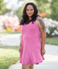 Boutique Simplified Heart & Soul Tank Tunic In Mauve