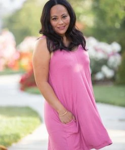 Boutique Simplified Heart & Soul Tank Tunic In Mauve