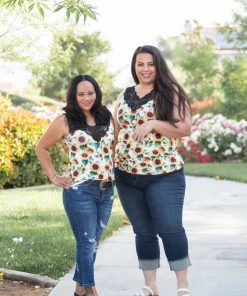 Boutique Simplified Be Happy Lace Trim Tank