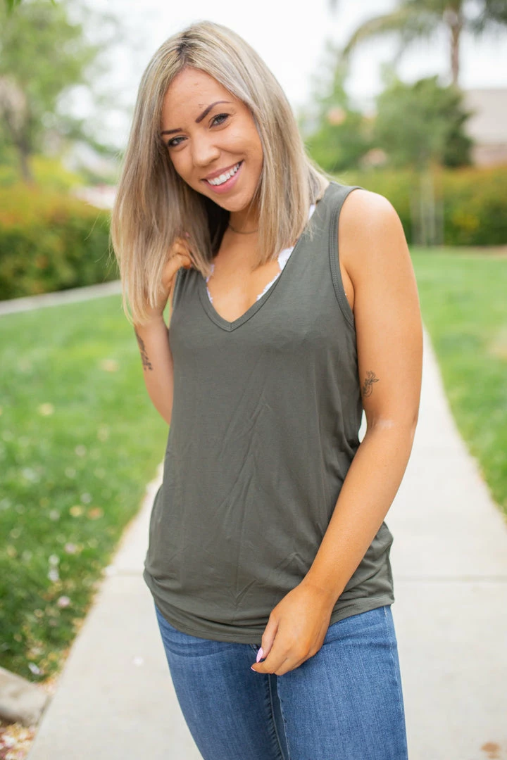 Boutique Simplified Oh Say Can You See Olive Sleeveless Top 4 Boutique Simplified Oh Say Can You See Olive Sleeveless Top