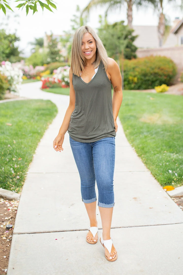 Boutique Simplified Oh Say Can You See Olive Sleeveless Top 7 Boutique Simplified Oh Say Can You See Olive Sleeveless Top