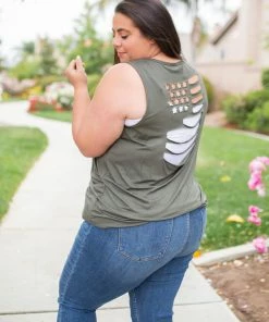 Boutique Simplified Oh Say Can You See Olive Sleeveless Top 18 Boutique Simplified Oh Say Can You See Olive Sleeveless Top