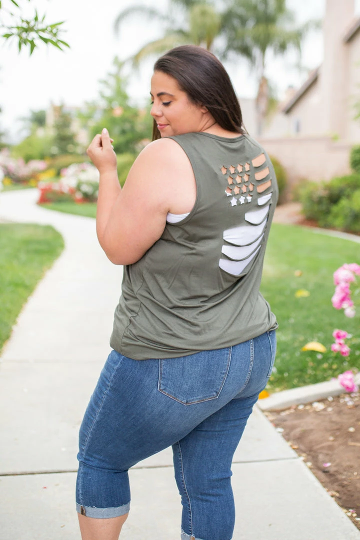 Boutique Simplified Oh Say Can You See Olive Sleeveless Top 8 Boutique Simplified Oh Say Can You See Olive Sleeveless Top