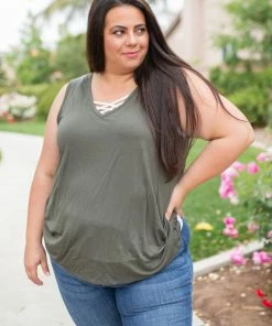 Boutique Simplified Oh Say Can You See Olive Sleeveless Top 13 Boutique Simplified Oh Say Can You See Olive Sleeveless Top