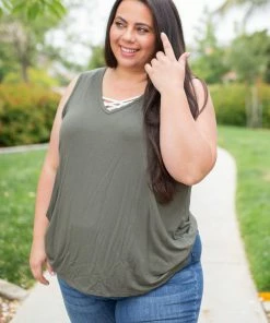 Boutique Simplified Oh Say Can You See Olive Sleeveless Top 19 Boutique Simplified Oh Say Can You See Olive Sleeveless Top