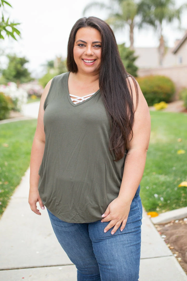 Boutique Simplified Oh Say Can You See Olive Sleeveless Top 10 Boutique Simplified Oh Say Can You See Olive Sleeveless Top