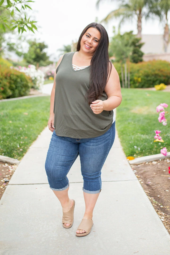 Boutique Simplified Oh Say Can You See Olive Sleeveless Top 11 Boutique Simplified Oh Say Can You See Olive Sleeveless Top