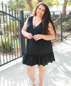 Boutique Simplified Summer Noir Ruffled Dress