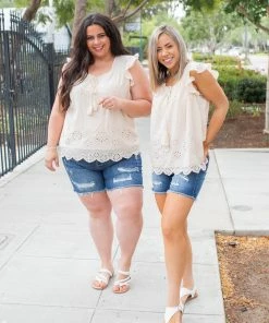 Boutique Simplified Summer Days Eyelet Top