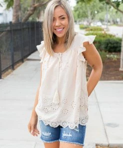 Boutique Simplified Summer Days Eyelet Top
