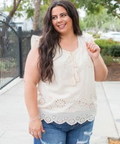 Boutique Simplified Summer Days Eyelet Top