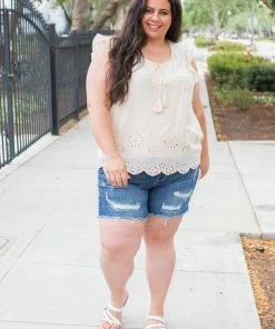 Boutique Simplified Summer Days Eyelet Top