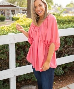 Boutique Simplified Strawberry Wine Woven Top