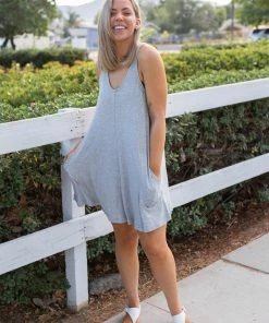 Boutique Simplified Heart & Soul Tank Tunic In Heather Grey