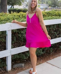 Boutique Simplified Krista Tunic Dress In Fuchsia