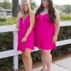 Boutique Simplified Krista Tunic Dress In Fuchsia