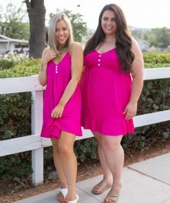 Boutique Simplified Krista Tunic Dress In Fuchsia