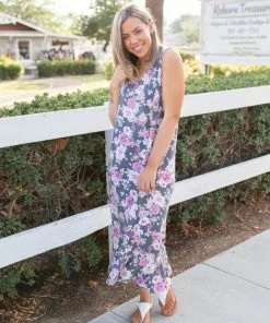 Boutique Simplified Dusty Floral Midi Dress