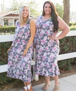 Boutique Simplified Dusty Floral Midi Dress 14 Boutique Simplified Dusty Floral Midi Dress