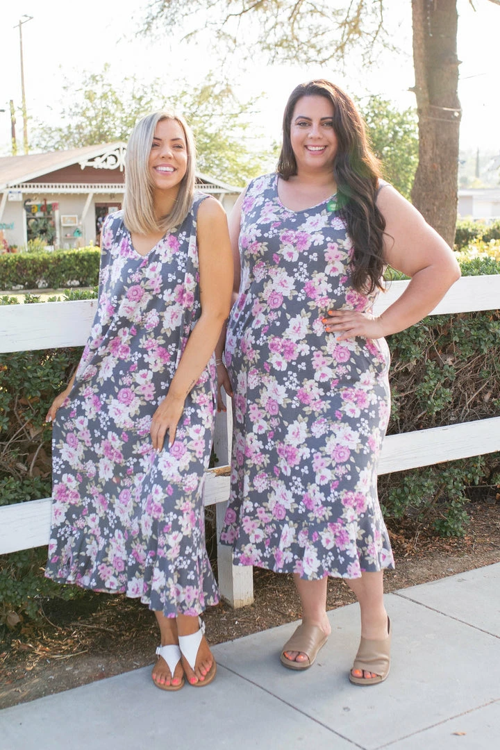 Boutique Simplified Dusty Floral Midi Dress 5 Boutique Simplified Dusty Floral Midi Dress