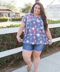 Boutique Simplified Patriotic Plaid Short Sleeve Hoodie 19 Boutique Simplified Patriotic Plaid Short Sleeve Hoodie