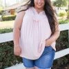 Boutique Simplified Boho Charm Sleeveless Top In Blush
