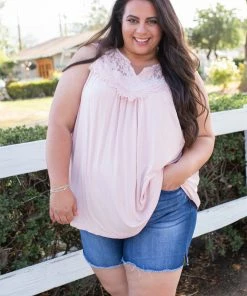 Boutique Simplified Boho Charm Sleeveless Top In Blush