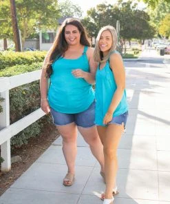 Boutique Simplified Minty Buckle Strap Top