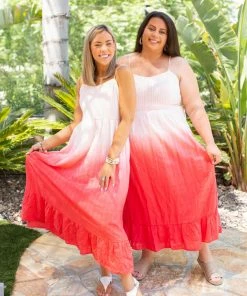 Boutique Simplified Summer Sunset Midi Dress