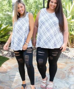 Boutique Simplified Plaid To Meet You Tank
