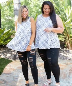 Boutique Simplified Plaid To Meet You Tank