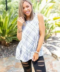 Boutique Simplified Plaid To Meet You Tank