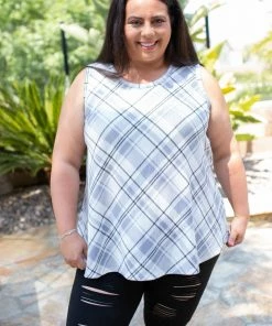 Boutique Simplified Plaid To Meet You Tank