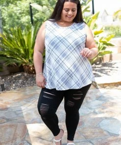 Boutique Simplified Plaid To Meet You Tank