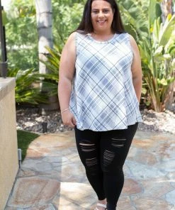 Boutique Simplified Plaid To Meet You Tank