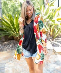 Boutique Simplified Tooty Fruity Open Face Kimono