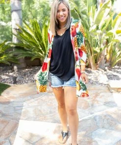 Boutique Simplified Tooty Fruity Open Face Kimono