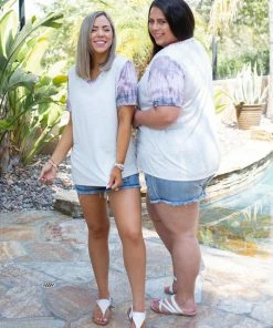 Boutique Simplified Crystal Geode Short Sleeve Top